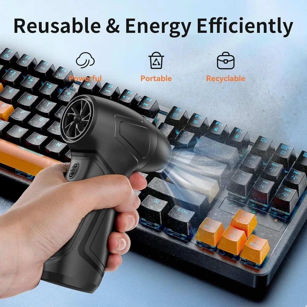 New Cordless Air Duster‎ Rechargeable Blower Adjustable Speed for PC Laptop Car